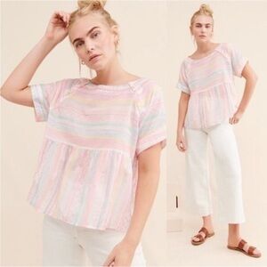 Anthropologie Letty Embroidered Babydoll Blouse Size Medium New With Tags